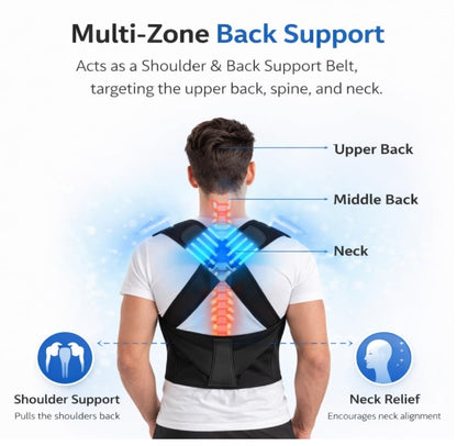 Back Posture Corrector Belt for Men & Women – Adjustable, Invisible & Pain Relief